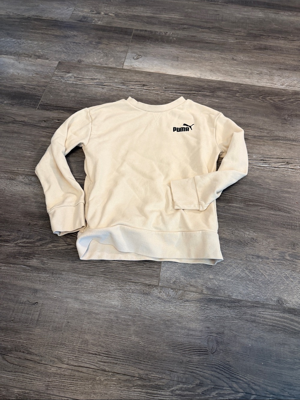 Puma Kids Beige Crewneck Sweatshirt with Logo